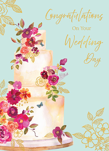 Flowery Wedding Cake Card