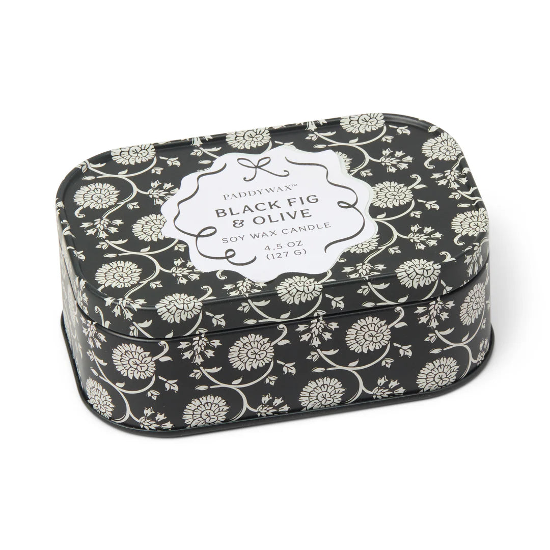 Cherie Printed Tin Black Fig + Olive Candle