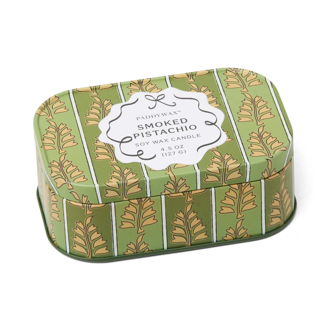Cherie Printed Tin Smoked Pistachio Candle