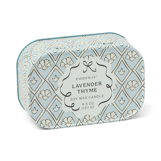 Cherie Printed Tin Lavender + Thyme Candle