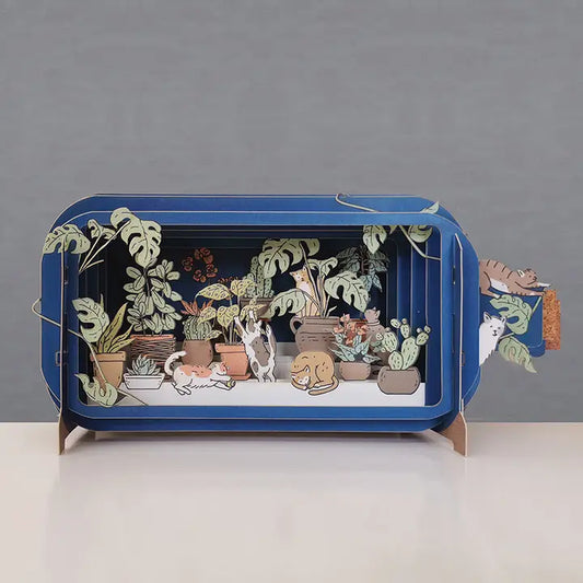 Cats And Plants Message In A Bottle Pop Up Card