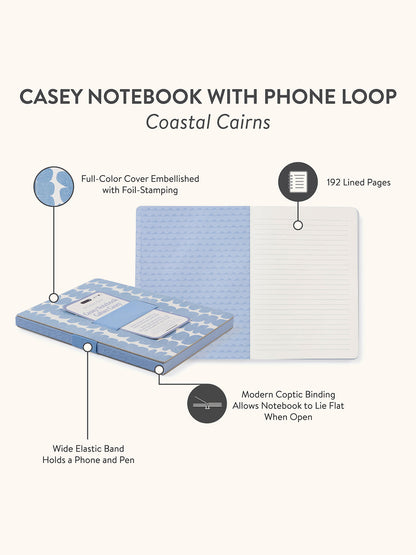 Coastal Cairns Casey Notebook with Phone Loop