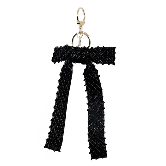 Cross Stitch Beaded Bow in Black