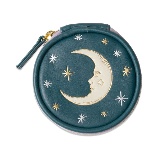 Vegan Leather Pill Case Teal Moon
