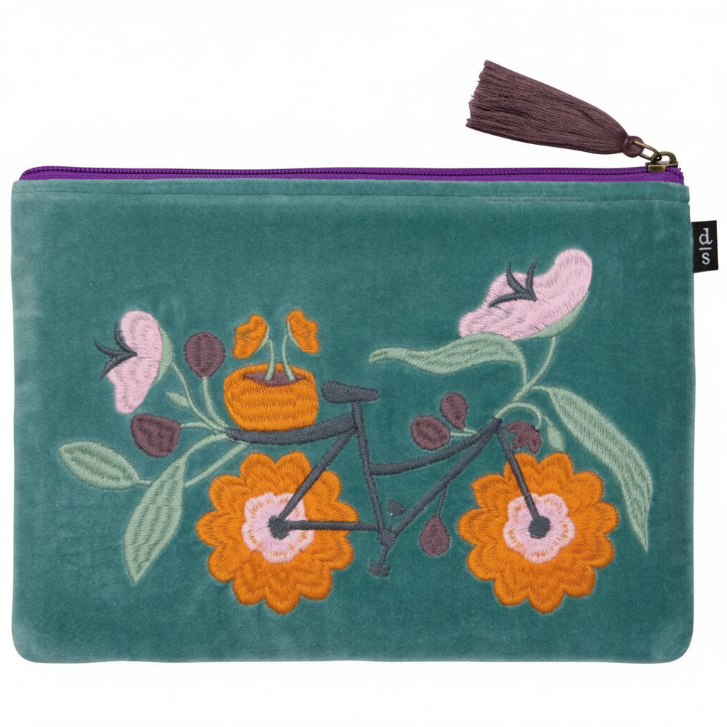 Embroidered Flat Pouch Petal Power