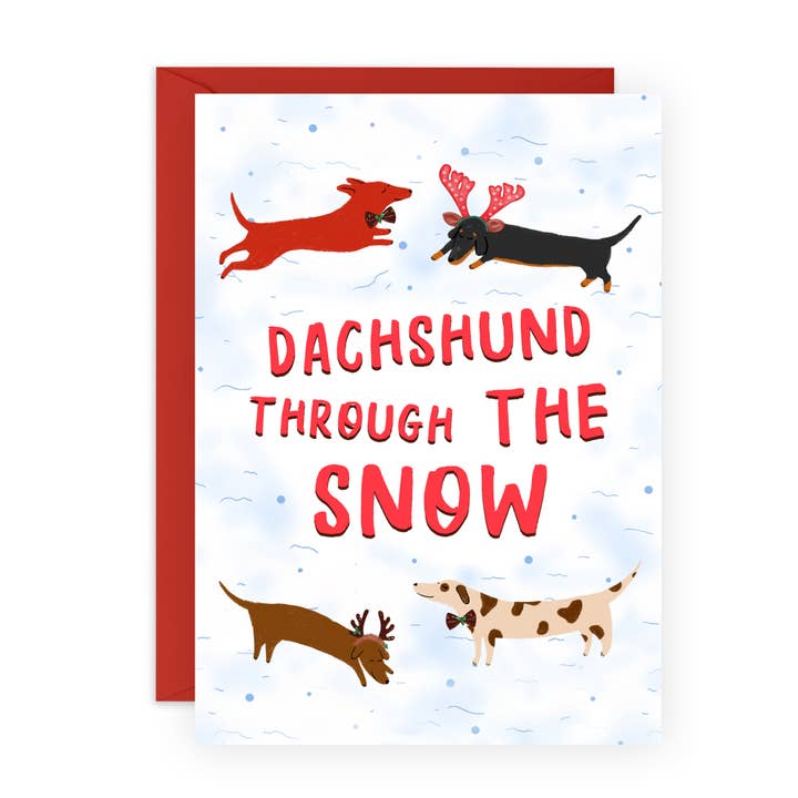 Dachshund Through The Snow Dogs Christmas Card
