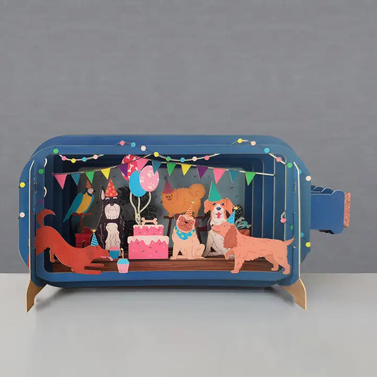 Dogs Message In A Bottle Pop Up Birthday Card