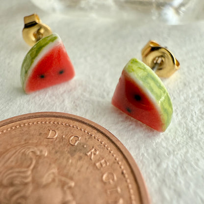 Melencia Porcelain Watermelon Slice Stud Earrings