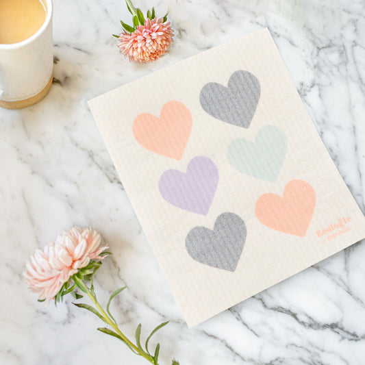 Swedish Dishcloth Pastel Hearts