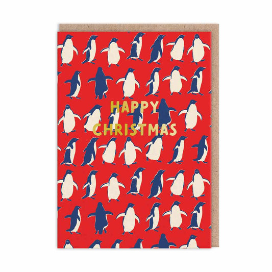 Happy Christmas Dancing Penguins Card