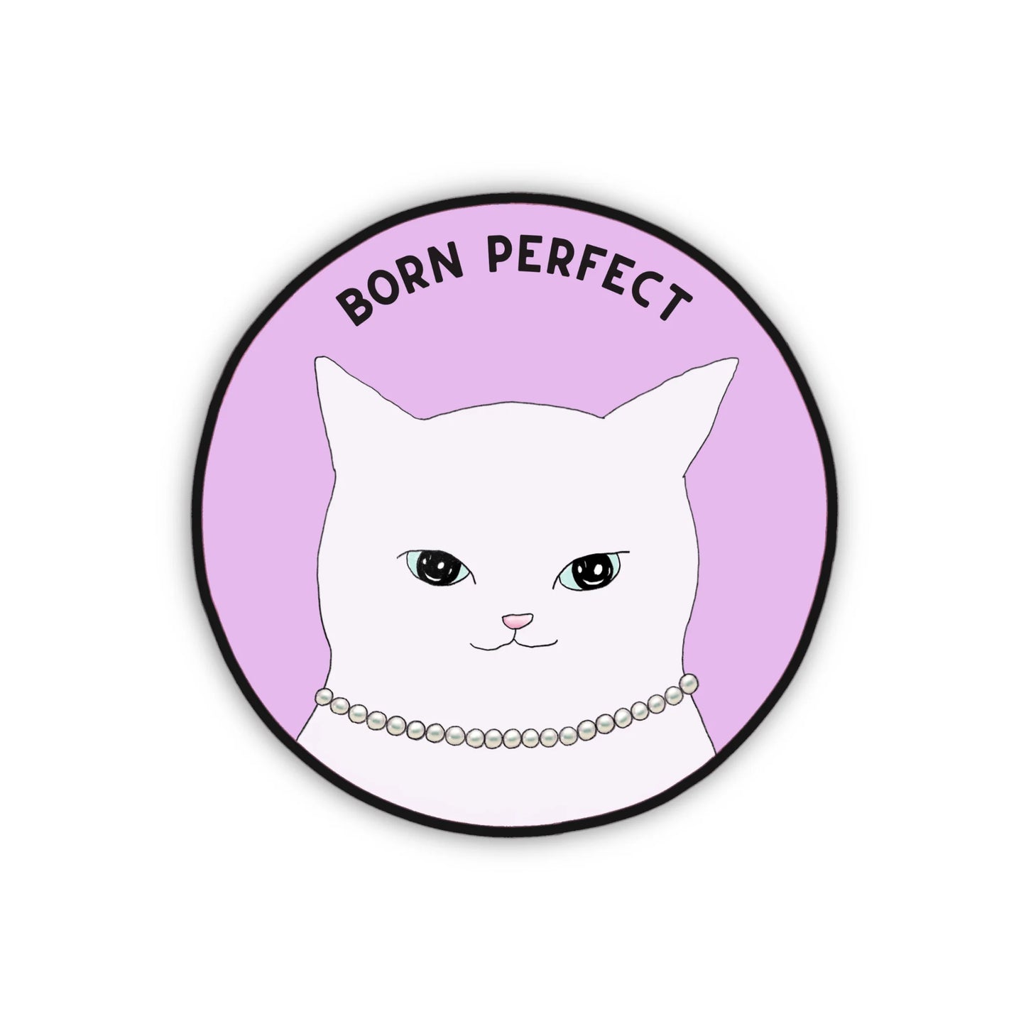 S62 Fancy White Cat Sticker