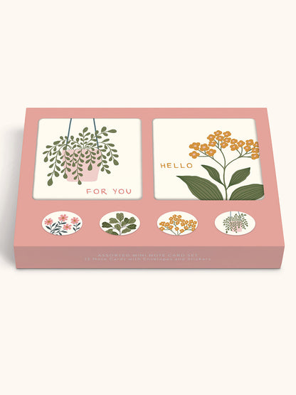 Floral Notes Mini Note Card Set with Stickers