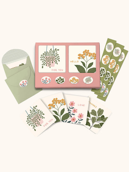 Floral Notes Mini Note Card Set with Stickers
