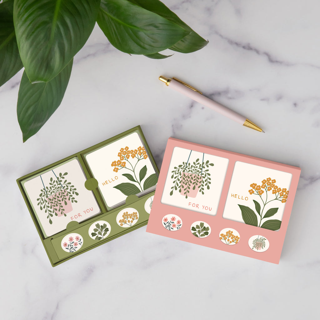 Floral Notes Mini Note Card Set with Stickers