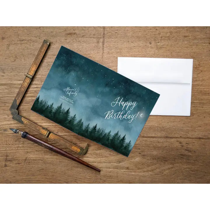 Forest Trees Night Sky Birthday Card