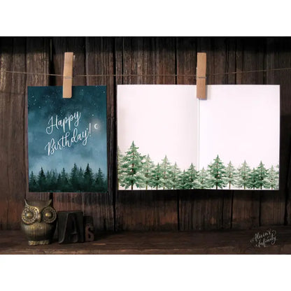Forest Trees Night Sky Birthday Card