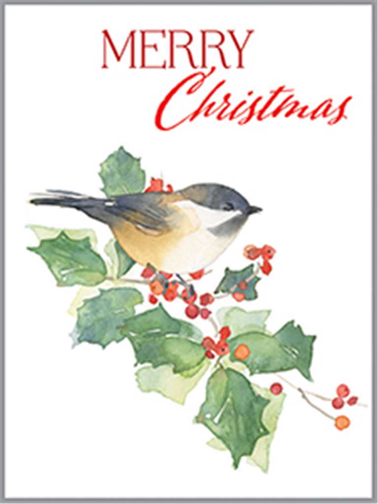 Chickadee on Holly Gift Enclosures Card