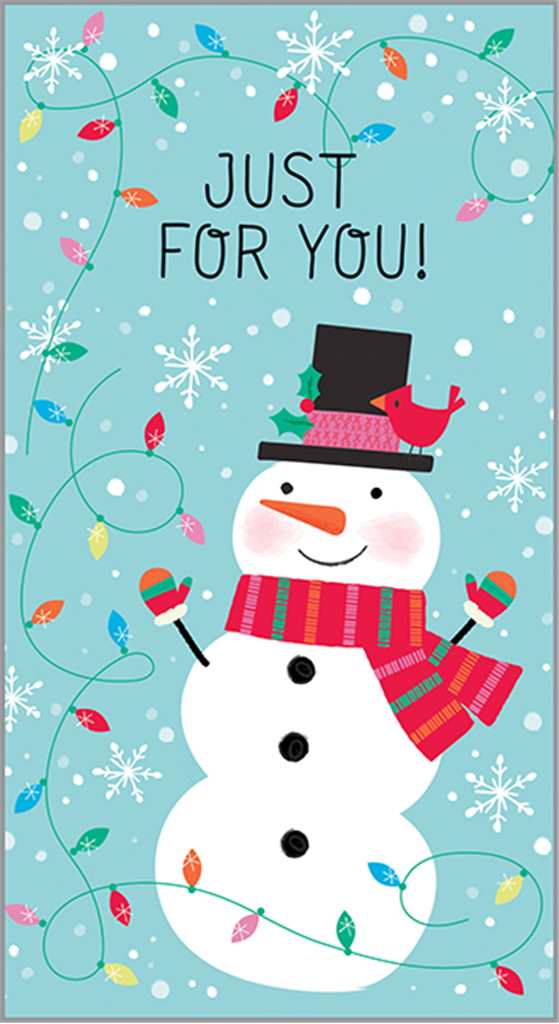 Snowman And Lights Christmas Money Gift Card