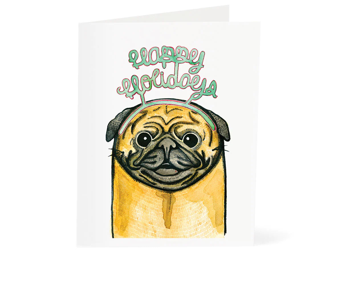 Pug Happy Holidays Card