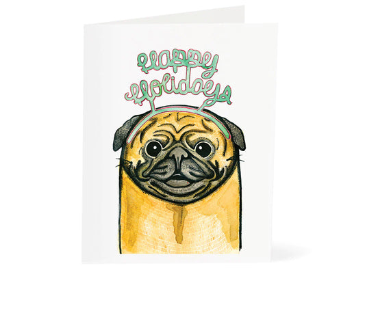 Pug Happy Holidays Card