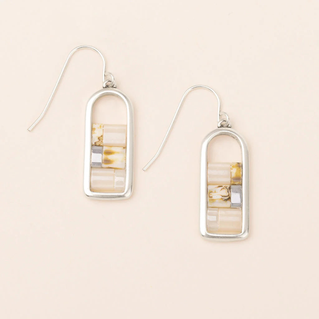 Good Karma Miyuki Frame Earring Ivory Silver