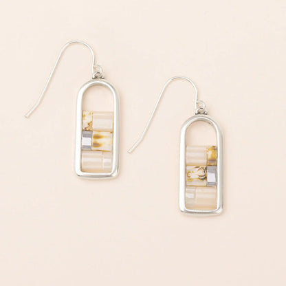 Good Karma Miyuki Frame Earring Ivory Silver