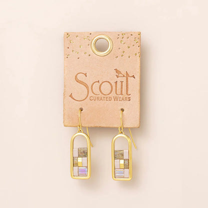Good Karma Miyuki Frame Earring Blush Topaz Gold