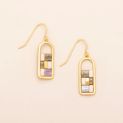 Good Karma Miyuki Frame Earring Blush Topaz Gold