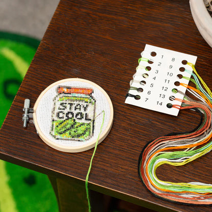 Mini Cross Stitch Embroidery Pickle Jar