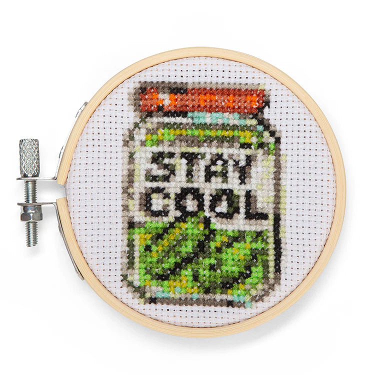 Mini Cross Stitch Embroidery Pickle Jar