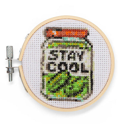 Mini Cross Stitch Embroidery Pickle Jar