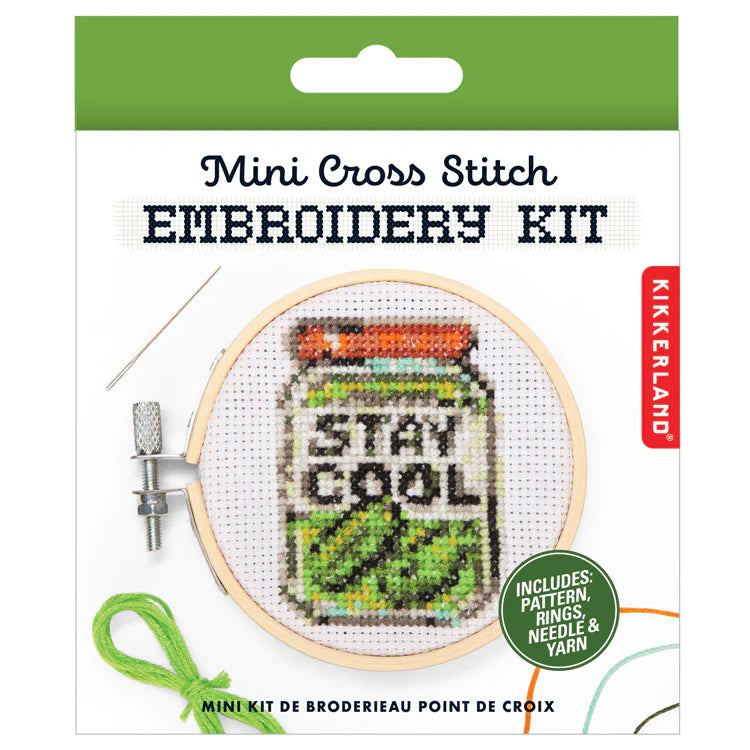 Mini Cross Stitch Embroidery Pickle Jar