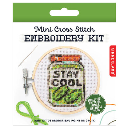 Mini Cross Stitch Embroidery Pickle Jar