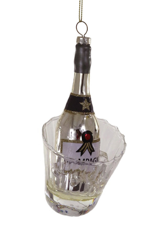 Champagne On Ice Glass Ornament