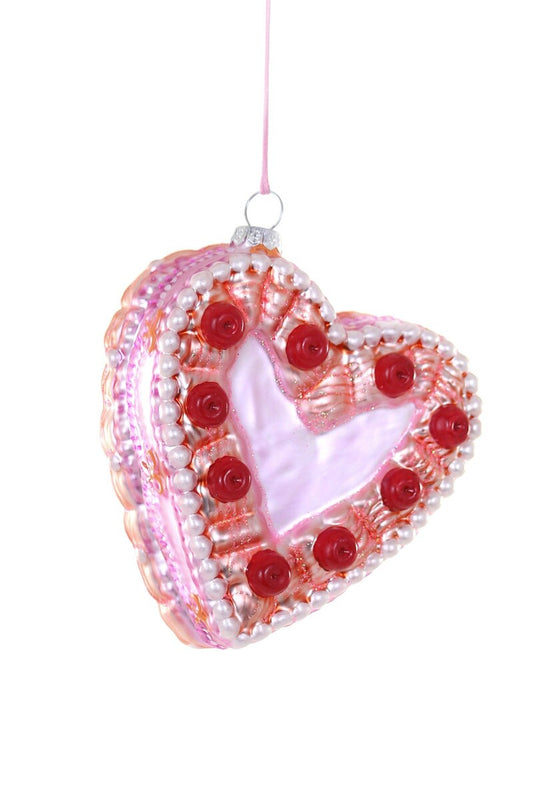 Heart Cake Glass Ornament