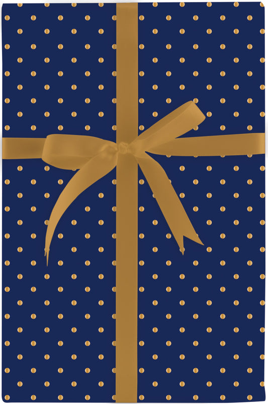 Gold Swiss Dots-Midnight Blue Roll Wrap