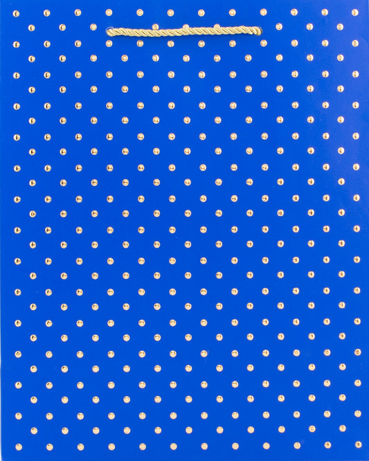 Gold Swiss Dots-Navy Medium Gift Bag