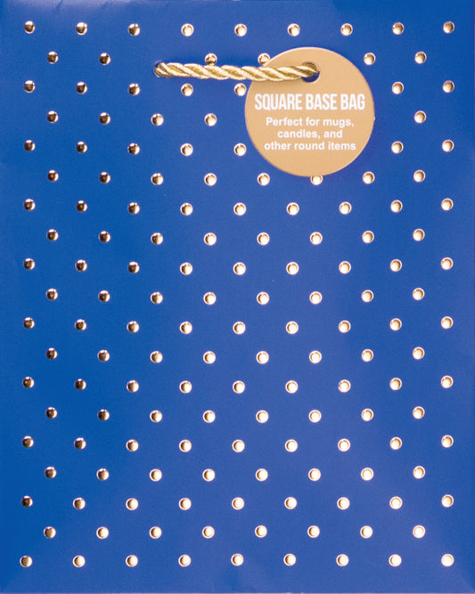 Gold Swiss Dots-Navy Small Square Gift Bag