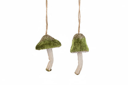 Green Velvet Mushroom Ornament