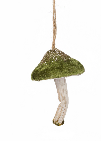Green Velvet Mushroom Ornament