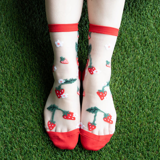 Berry Cute Sheer Crew Socks