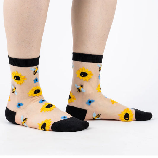 You Are My Sunshine Sheer Crew Socks