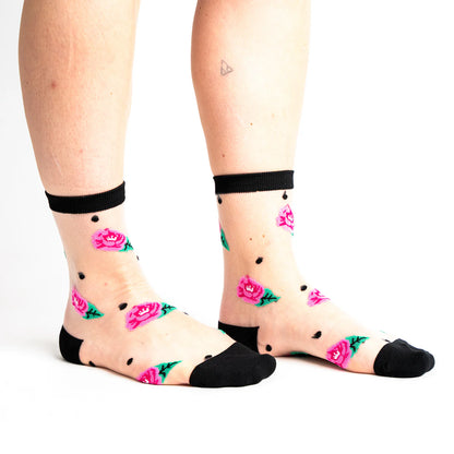 Will You Accept This Rose Sheer Crew Socks