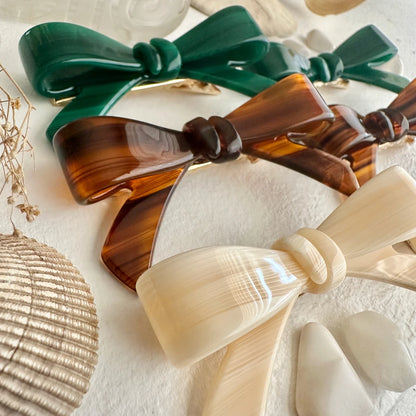 Zooey Bow Hair Clips Emerald