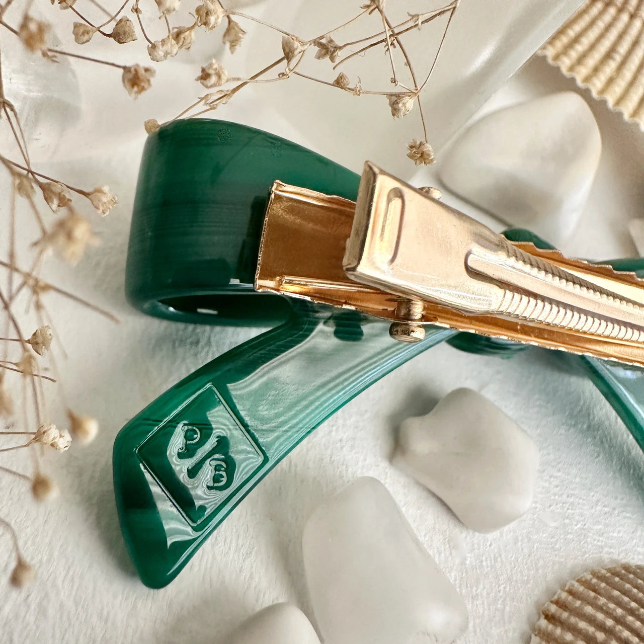 Zooey Bow Hair Clips Emerald