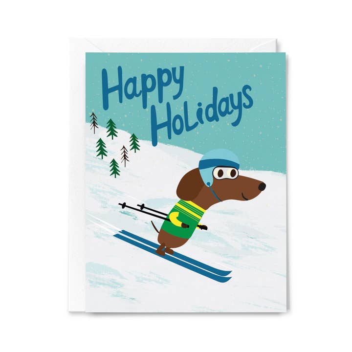 Happy Holidays Skier Card