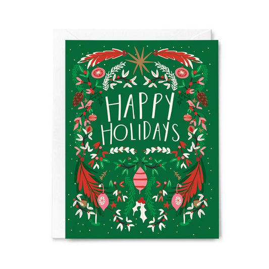 Happy Holidays Woodland Garland Card