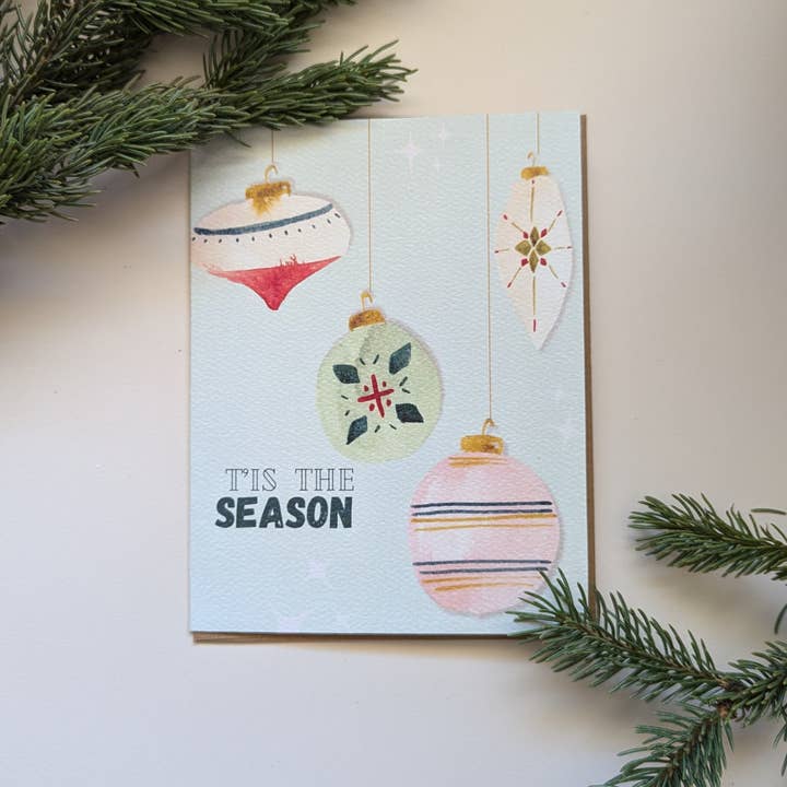 Holiday Retro Ornaments Card