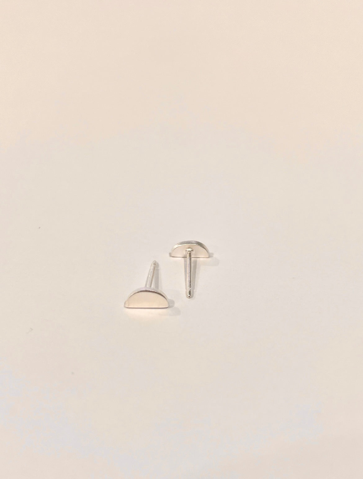 D Shape Stud-Brush Sterling Silver