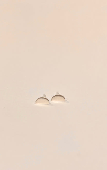 D Shape Stud-Brush Sterling Silver